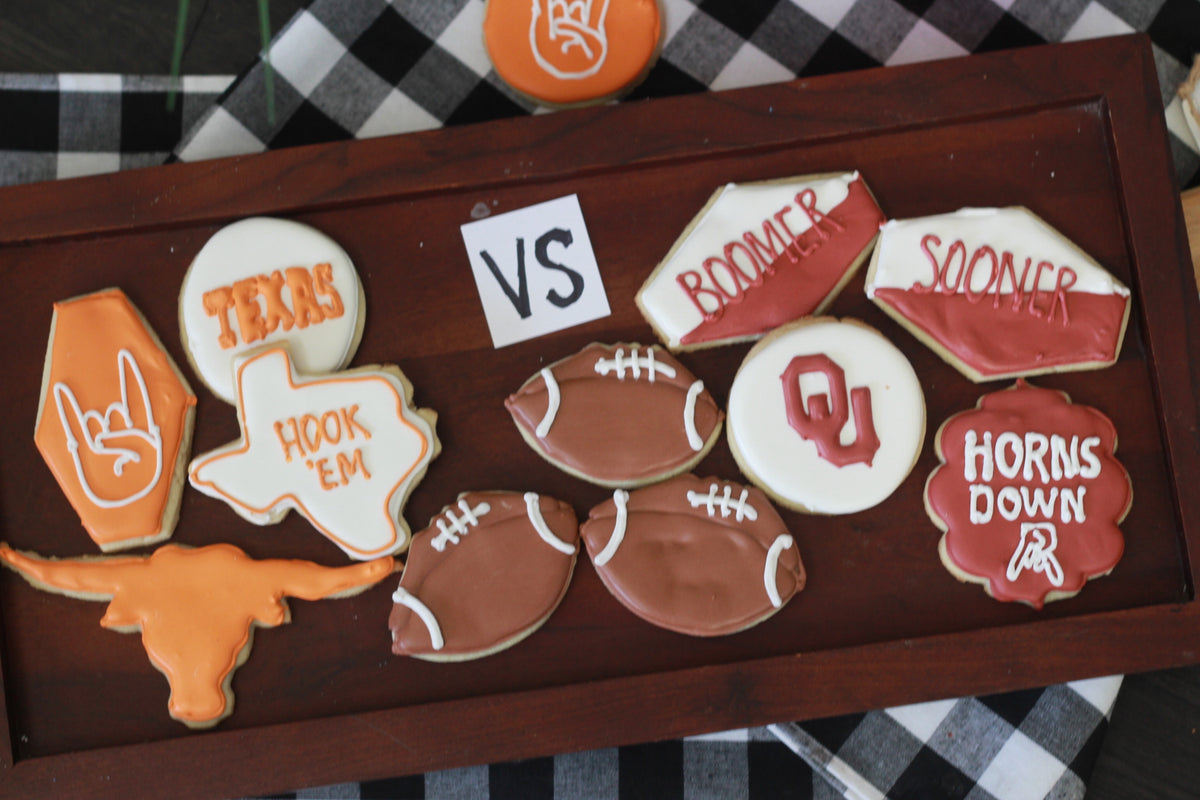 Texas vs OU football cookies